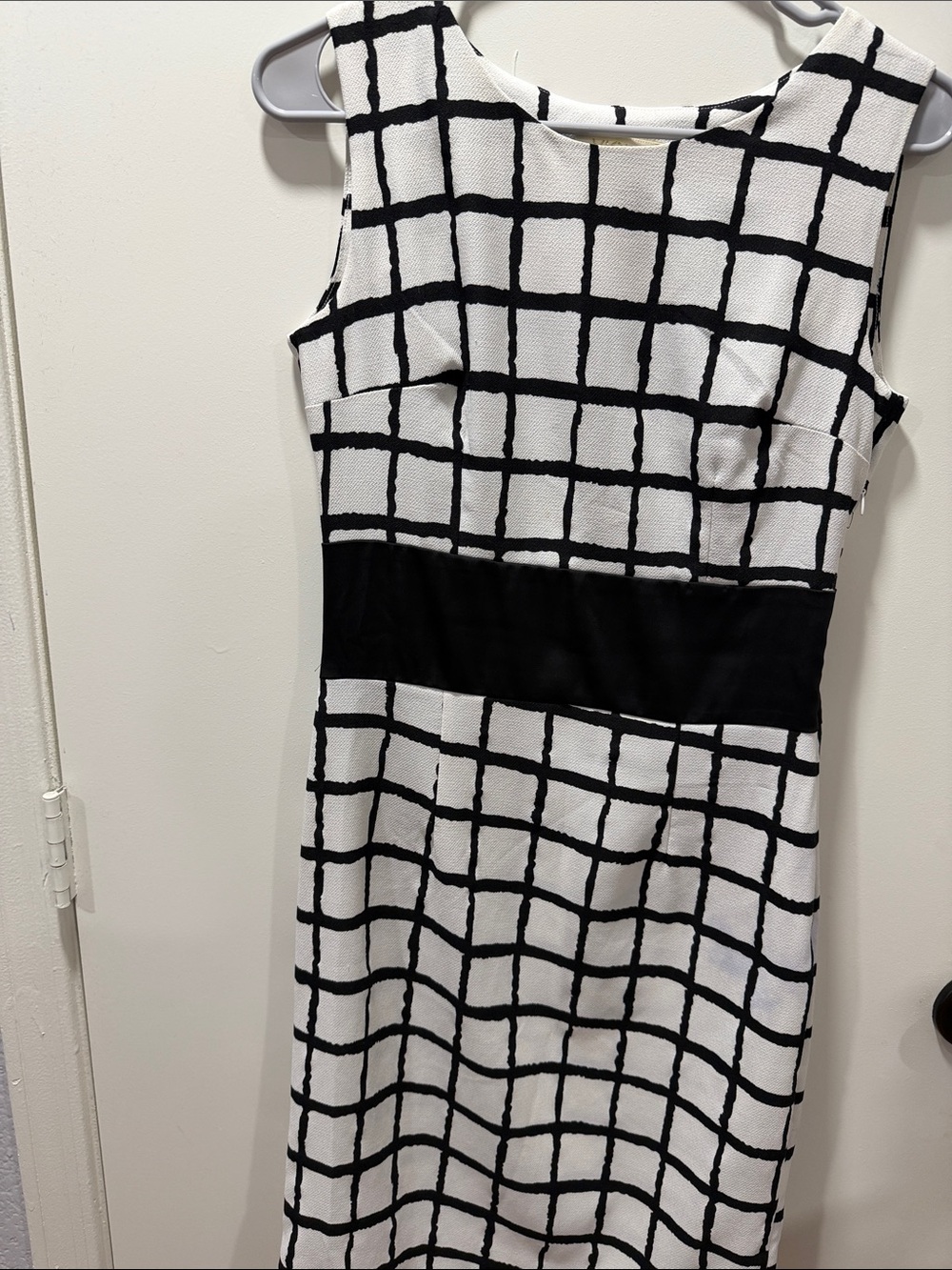 Black & White Grid Sheath Dress